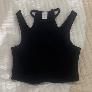 Five Black Ribbed Tank Top